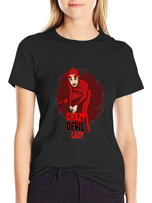 Crazy Devil Lady Graphic Tee - Black