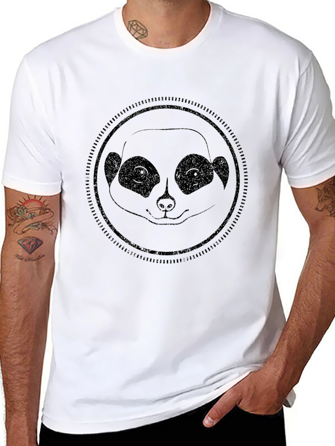 Meerkat Graphic Tee - Classic Crew Neck Black T-Shirt