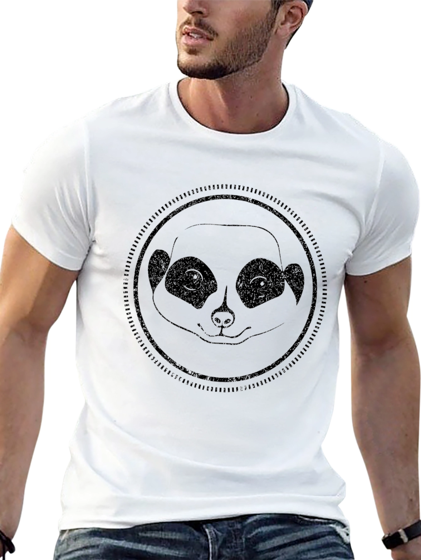 Meerkat Graphic Tee - Classic Crew Neck Black T-Shirt
