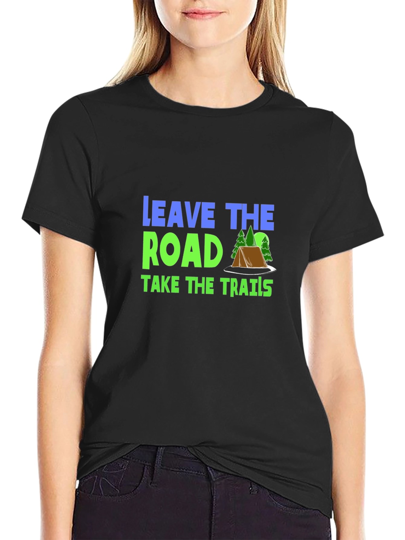 Leave the Road Take the Trails Black Graphic Tee
