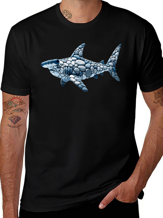 Cool Shark Pebble Art Graphic Tee - Black