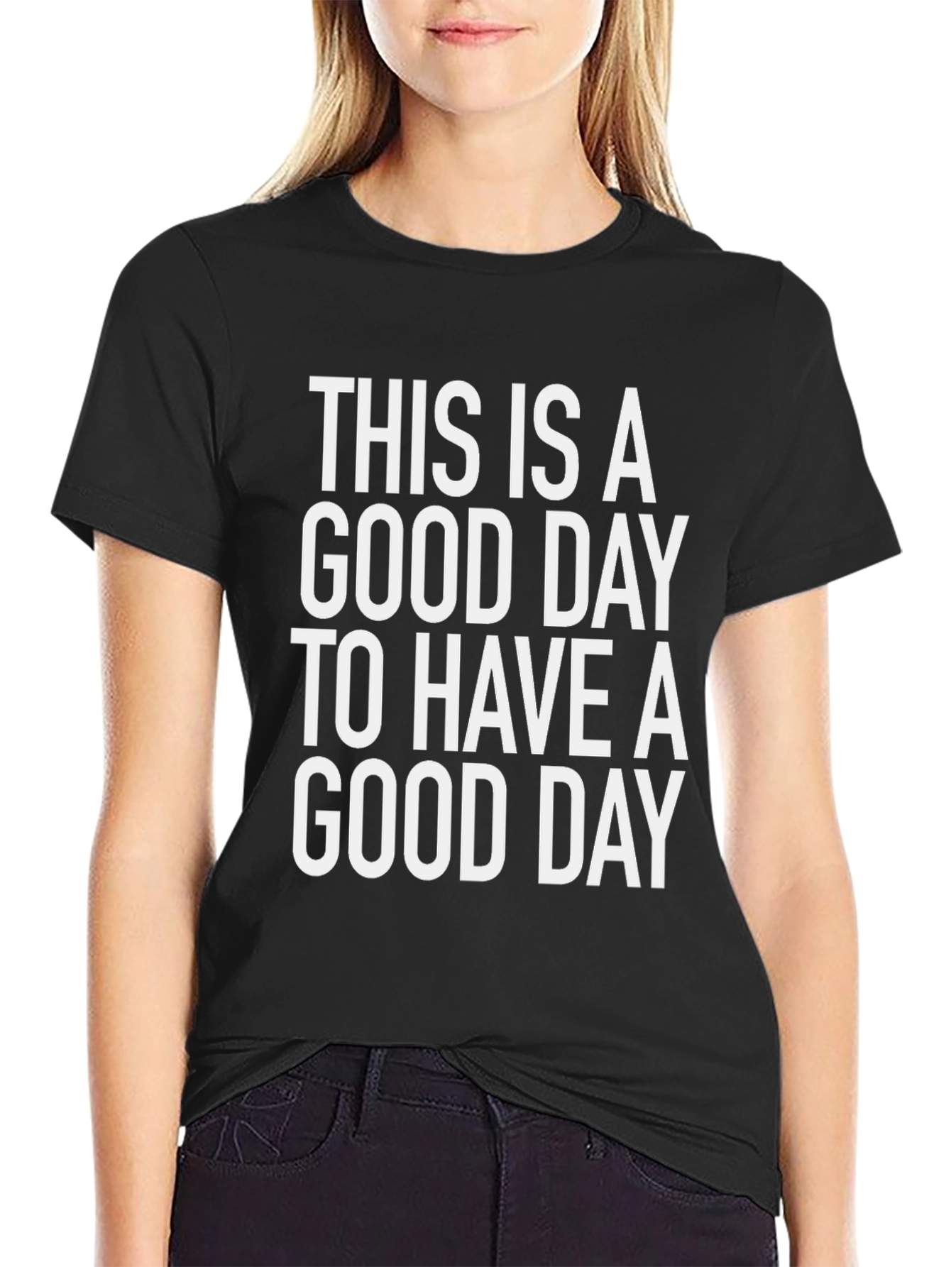 Good Day Graphic Print Black T-Shirt