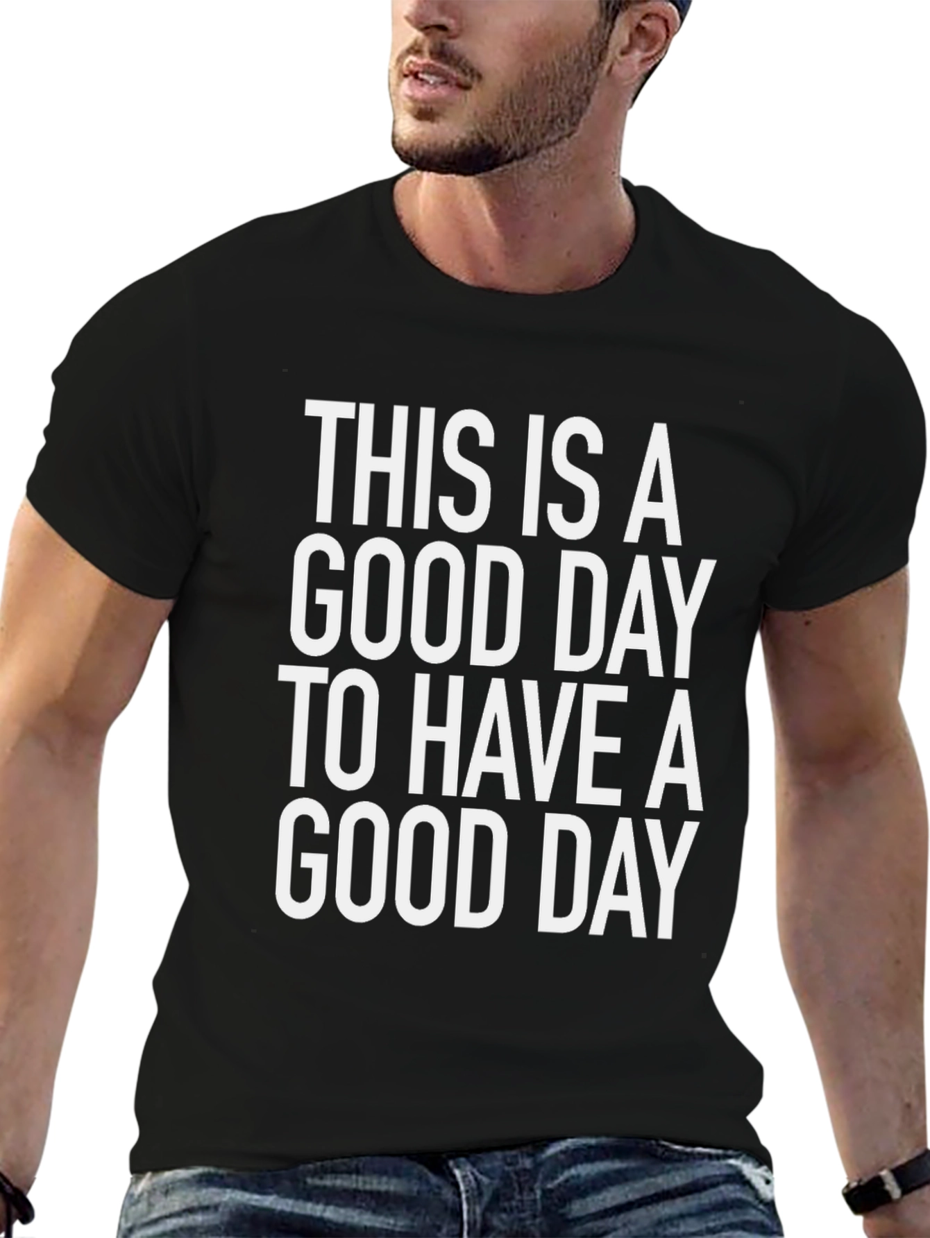 Good Day Graphic Print Black T-Shirt