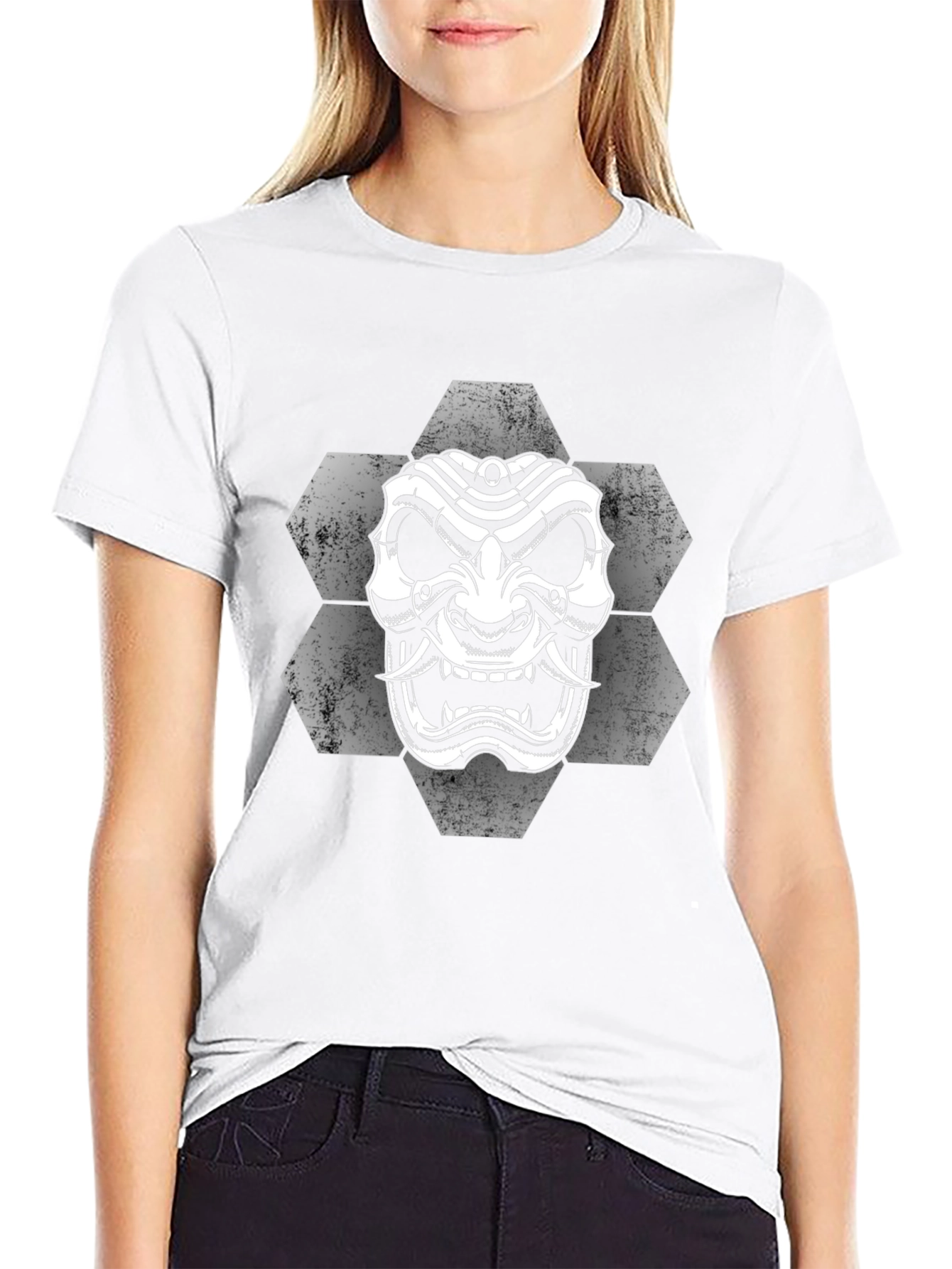 Samurai Mask Graphic Tee - Black Cotton T-Shirt