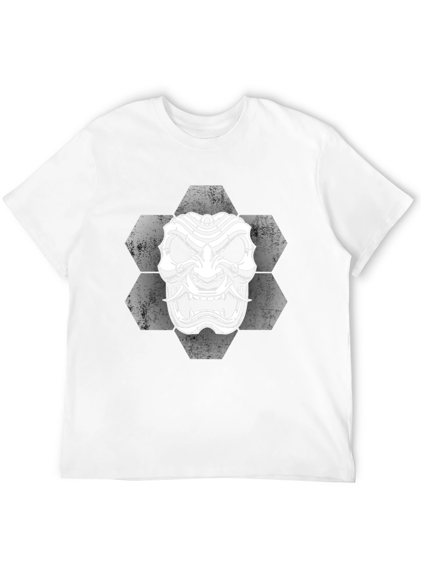 Samurai Mask Graphic Tee - Black Cotton T-Shirt