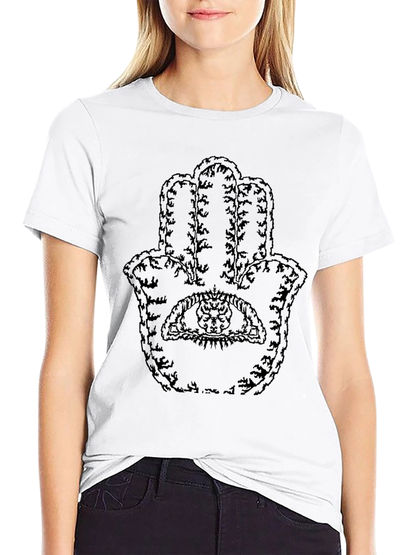 Hamsa Hand Graphic Tee - Unisex Black Cotton T-Shirt