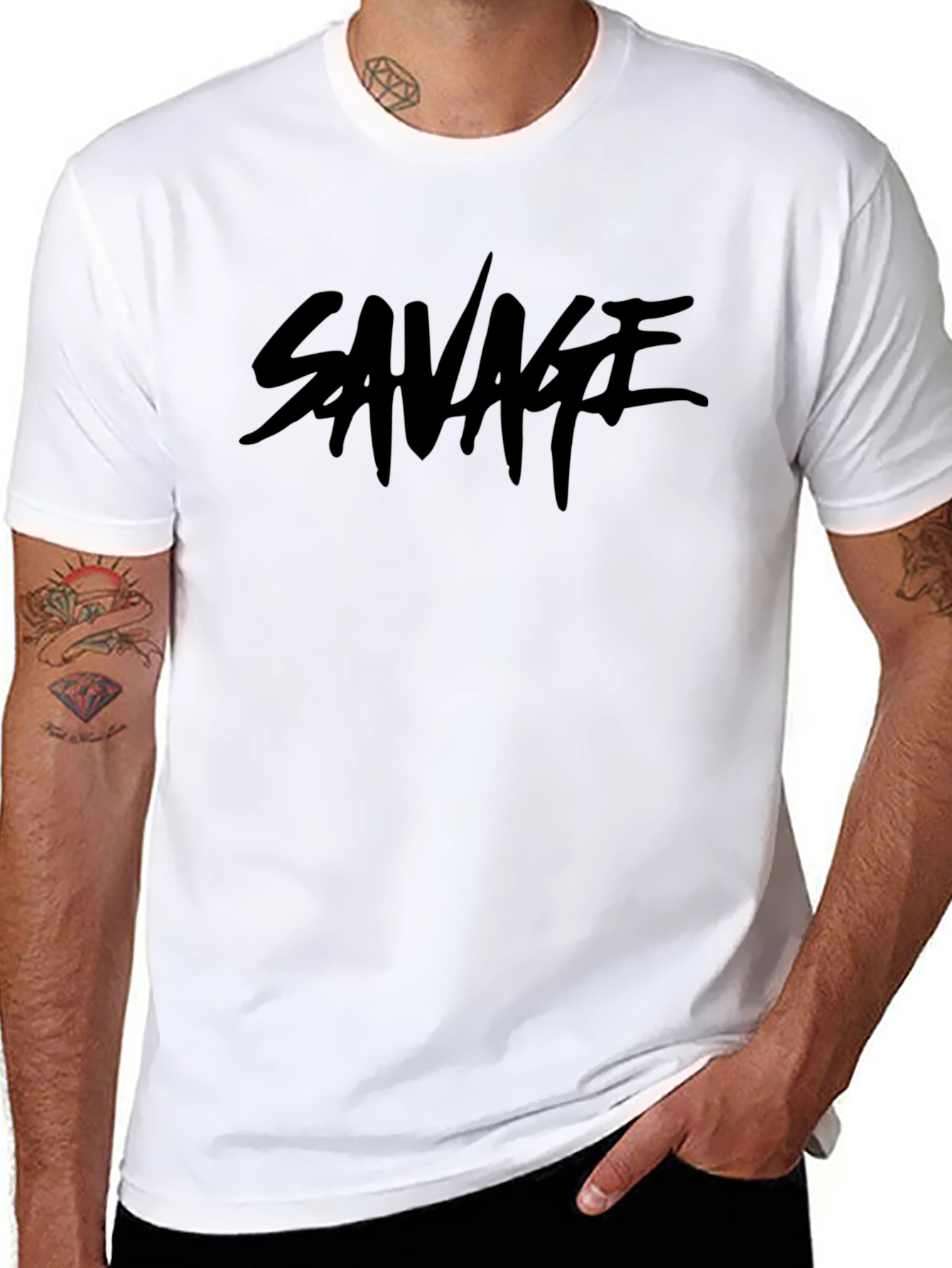 Savage Graphic Tee - Black Crew Neck T-Shirt