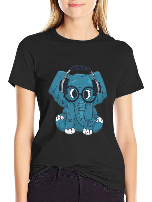 Blue Elephant Geek T-Shirt - Quirky Graphic Tee