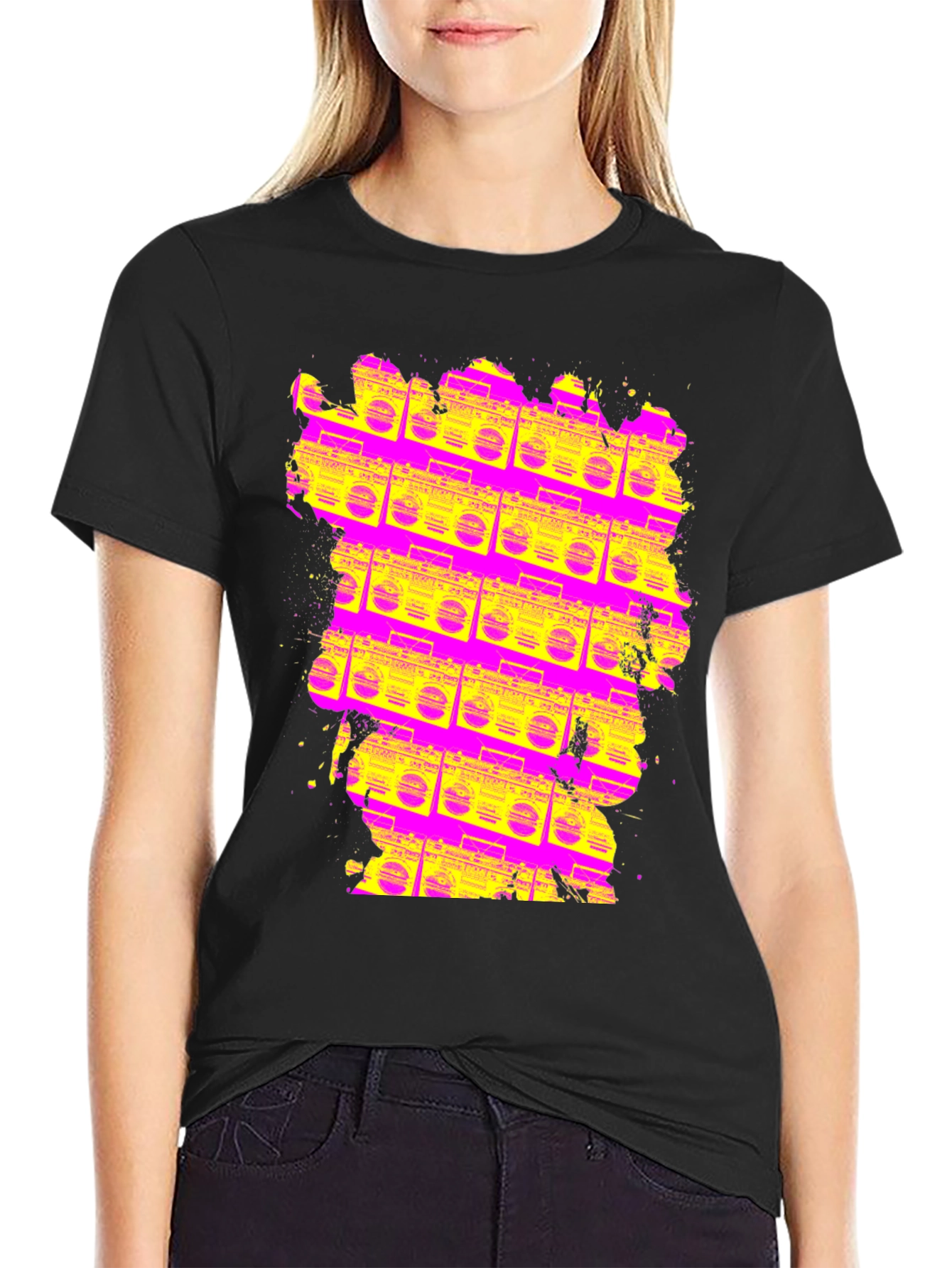 Retro Boombox T-Shirt - Vivid 80s Style