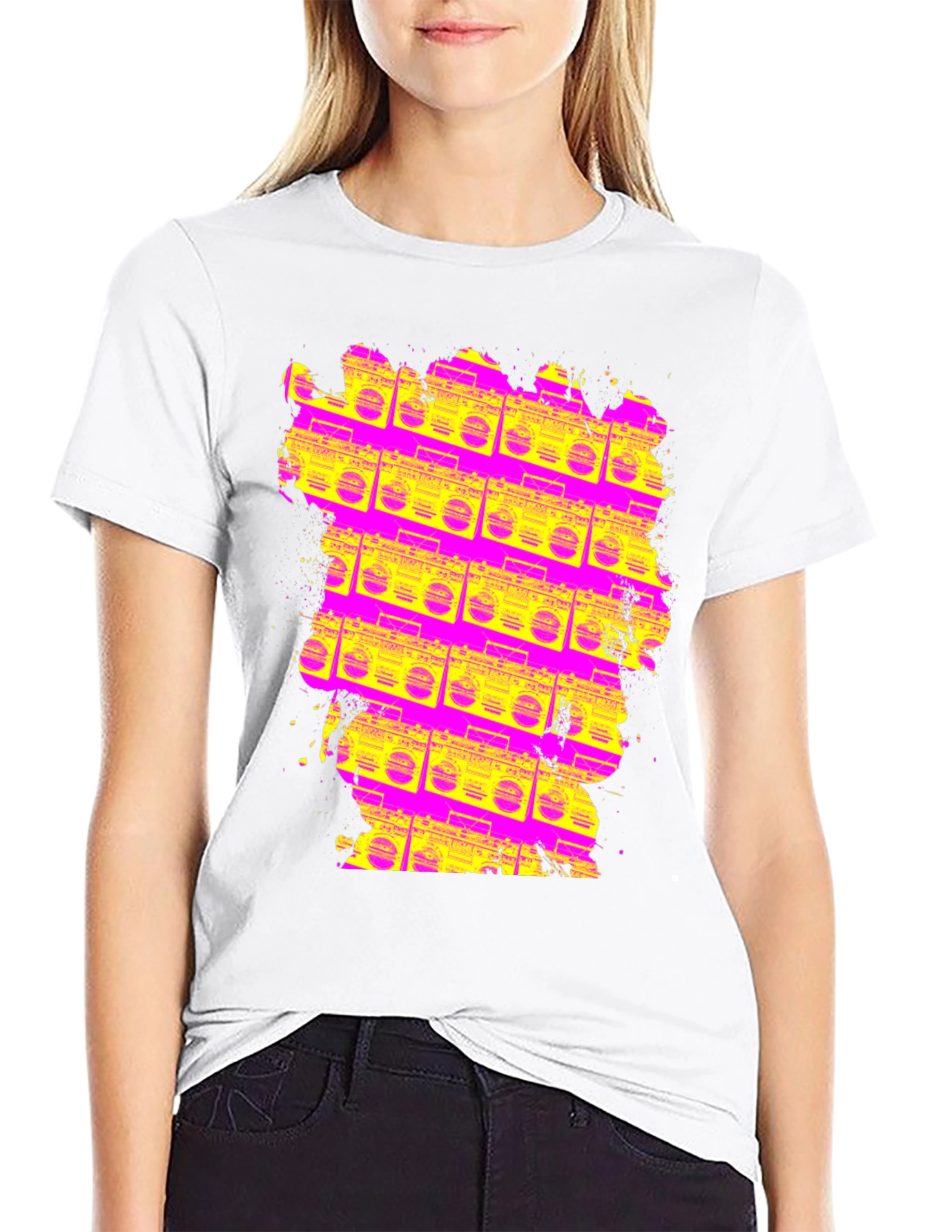 Retro Boombox T-Shirt - Vivid 80s Style
