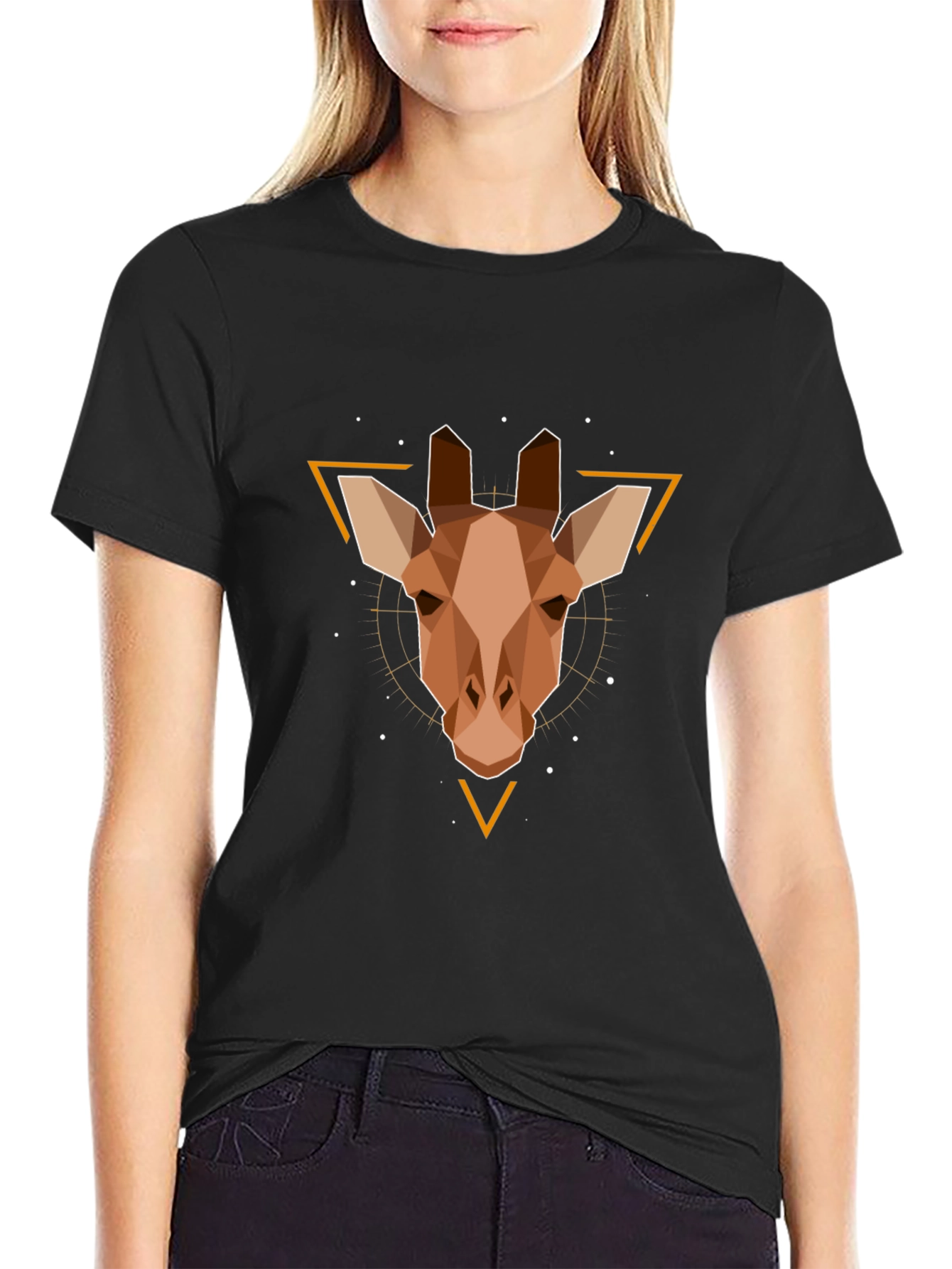 Geometric Giraffe Graphic Tee - Modern Style