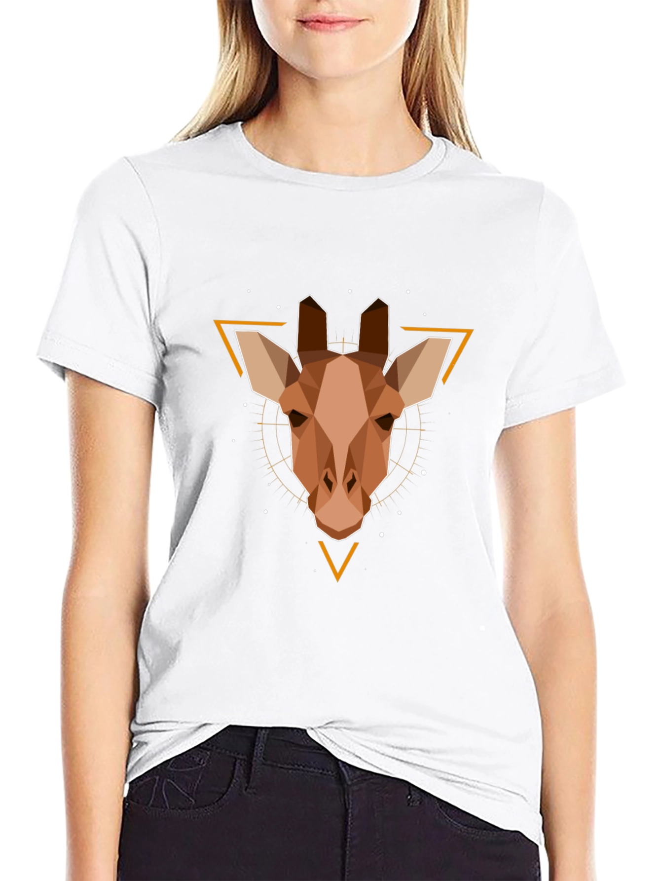 Geometric Giraffe Graphic Tee - Modern Style