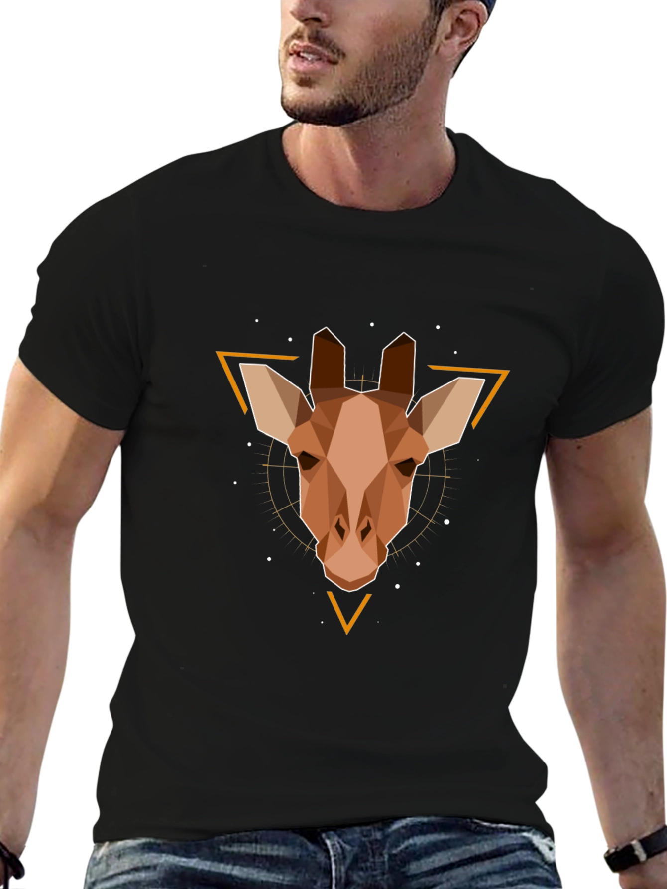 Geometric Giraffe Graphic Tee - Modern Style