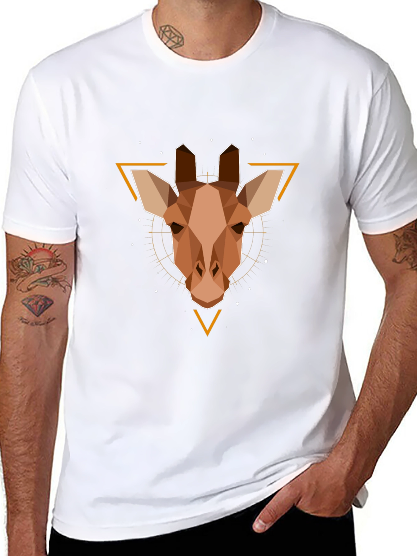 Geometric Giraffe Graphic Tee - Modern Style