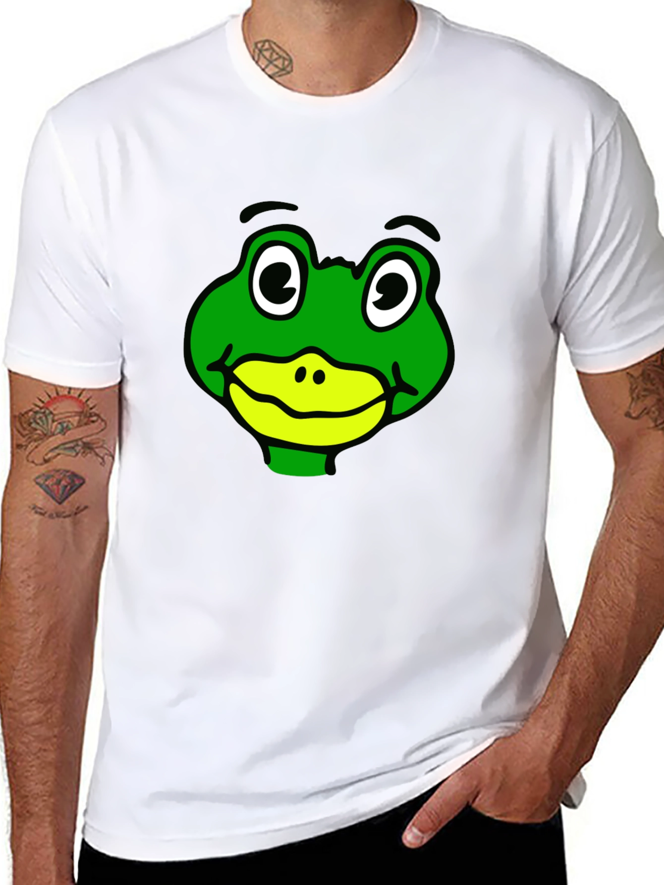 Frog Face Graphic T-Shirt - Black Casual Wear
