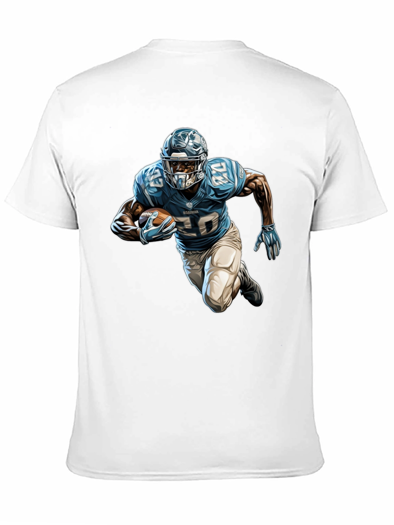 Football Player Graphic Tee - Black Cotton Blend