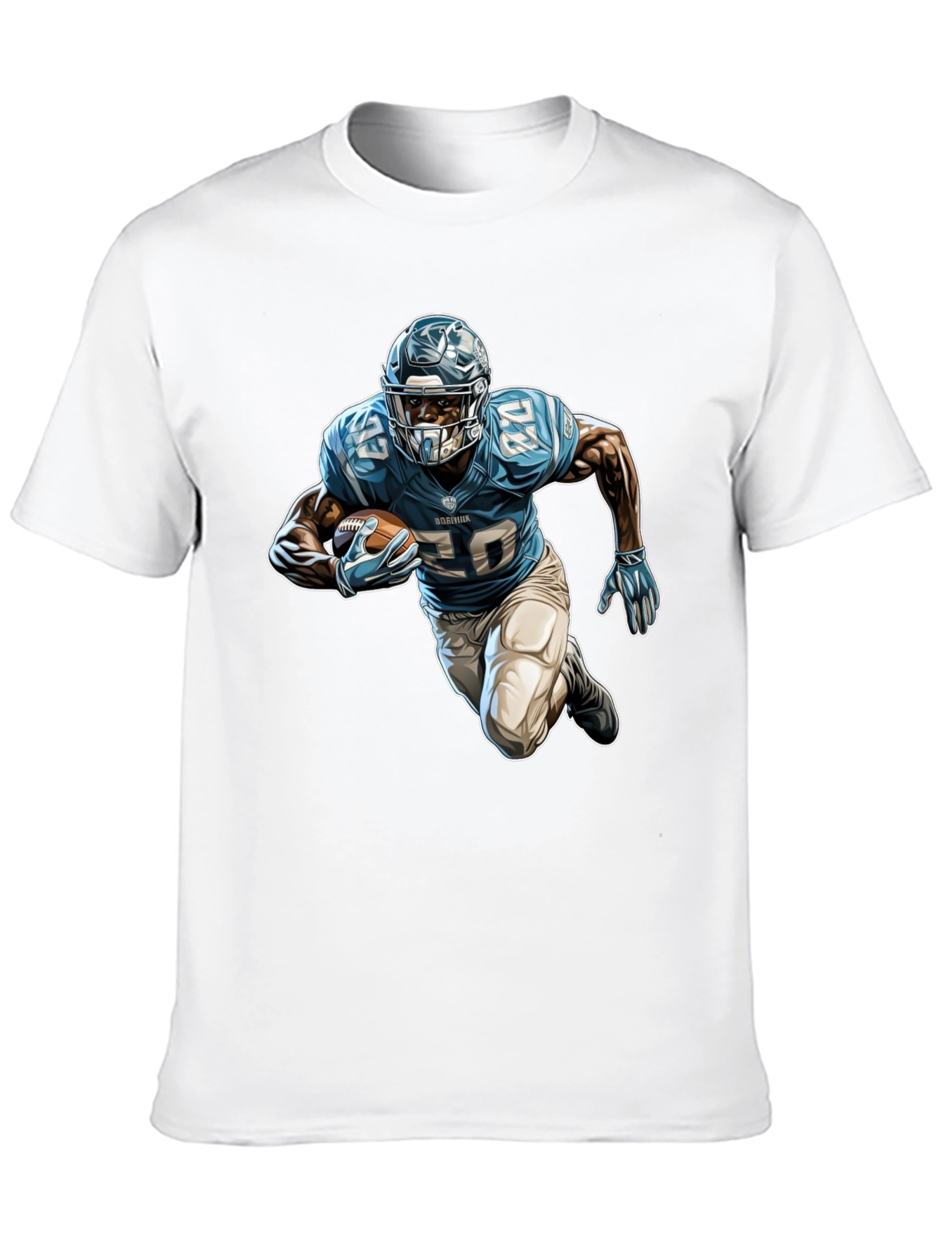 Football Player Graphic Tee - Black Cotton Blend