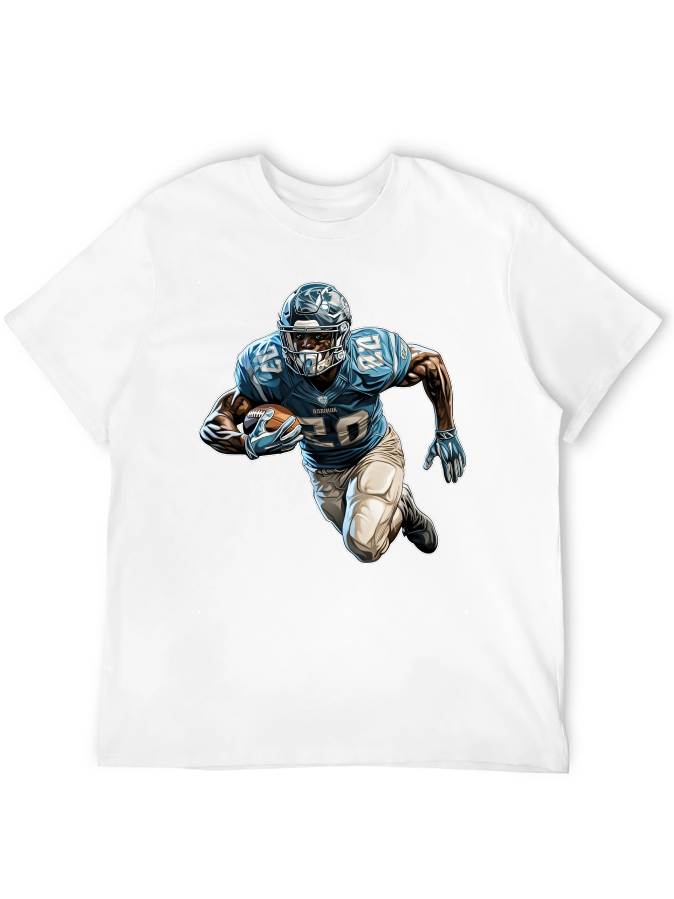Football Player Graphic Tee - Black Cotton Blend