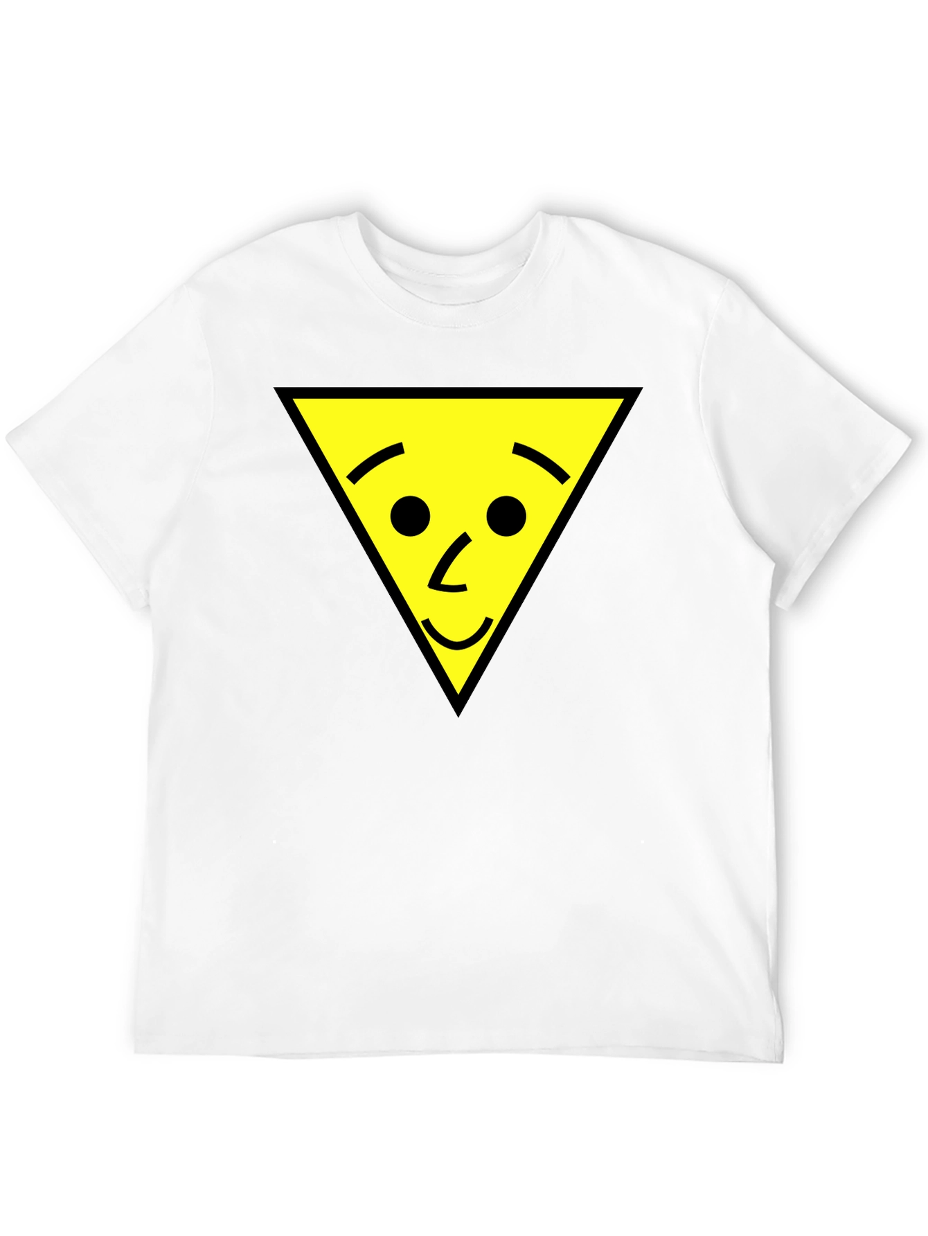 Funny Triangle Face Graphic Black T-Shirt