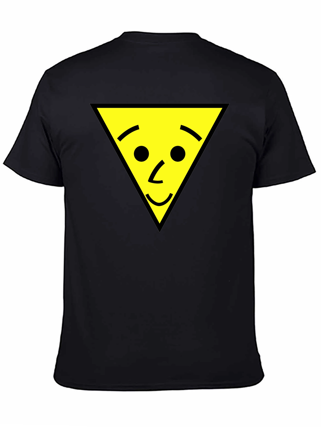 Funny Triangle Face Graphic Black T-Shirt
