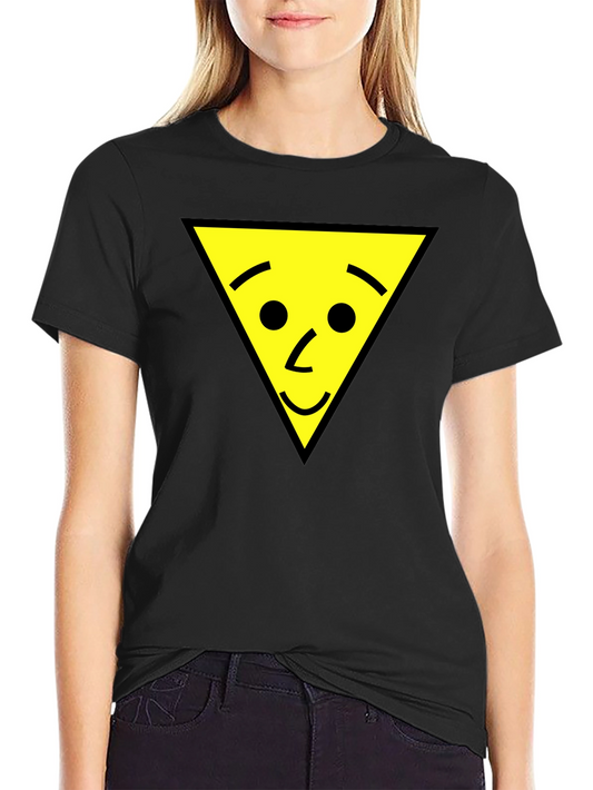 Funny Triangle Face Graphic Black T-Shirt
