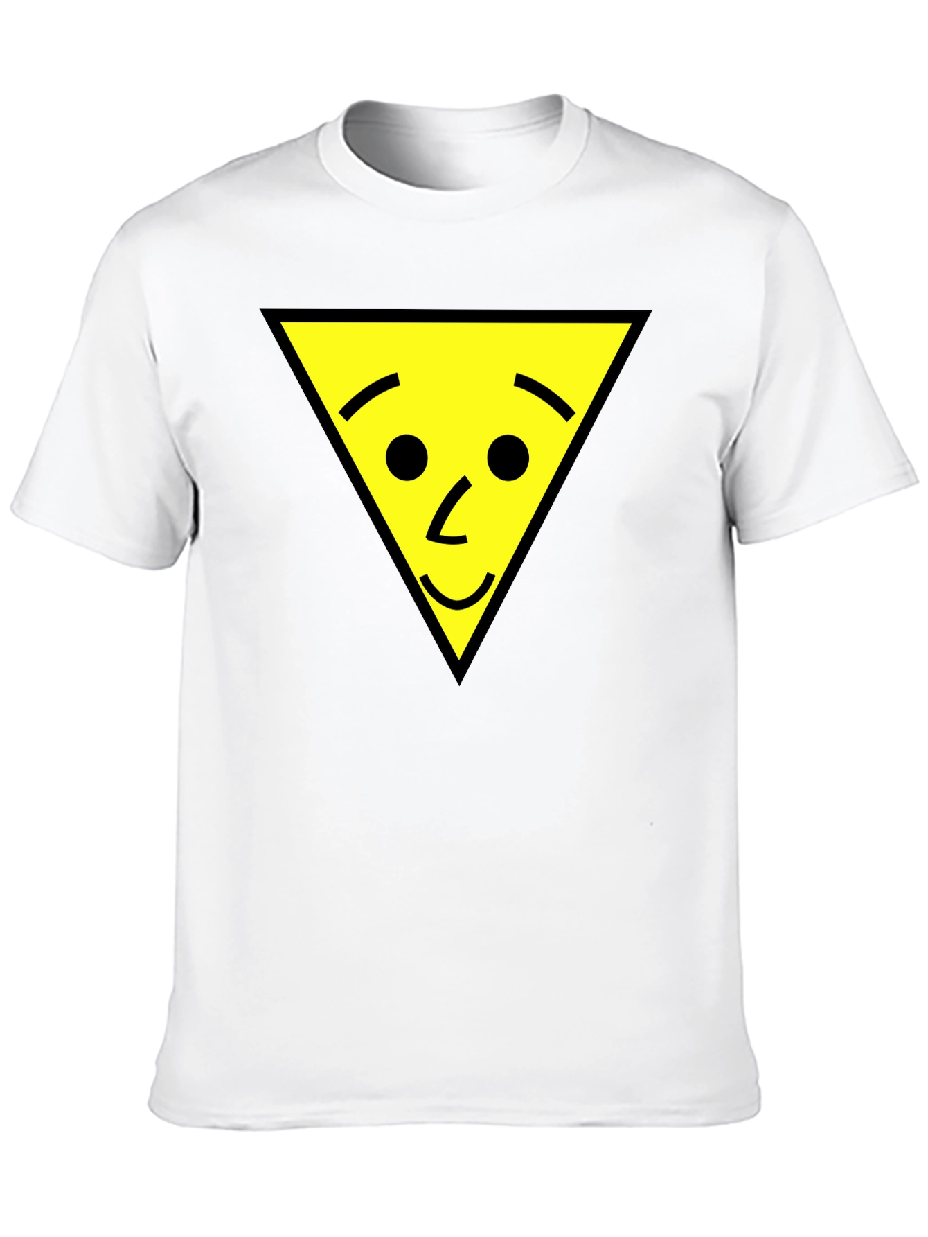 Funny Triangle Face Graphic Black T-Shirt
