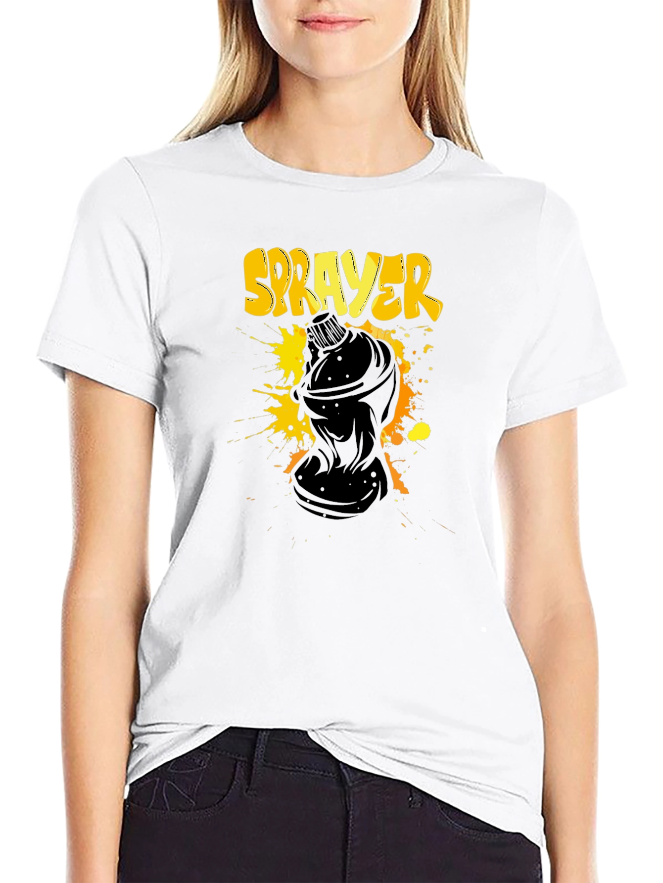 Sprayer Graphic T-Shirt - Black Crew Neck Tee