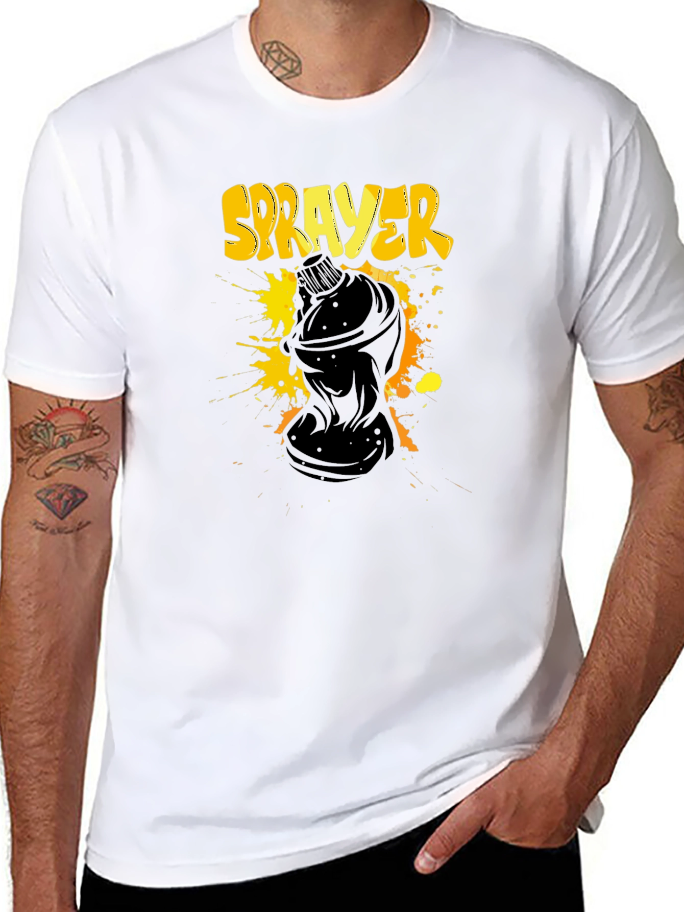 Sprayer Graphic T-Shirt - Black Crew Neck Tee
