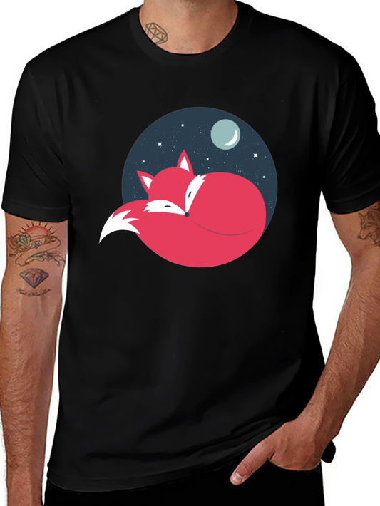 Fox Moon Graphic Tee - Black Cotton Blend