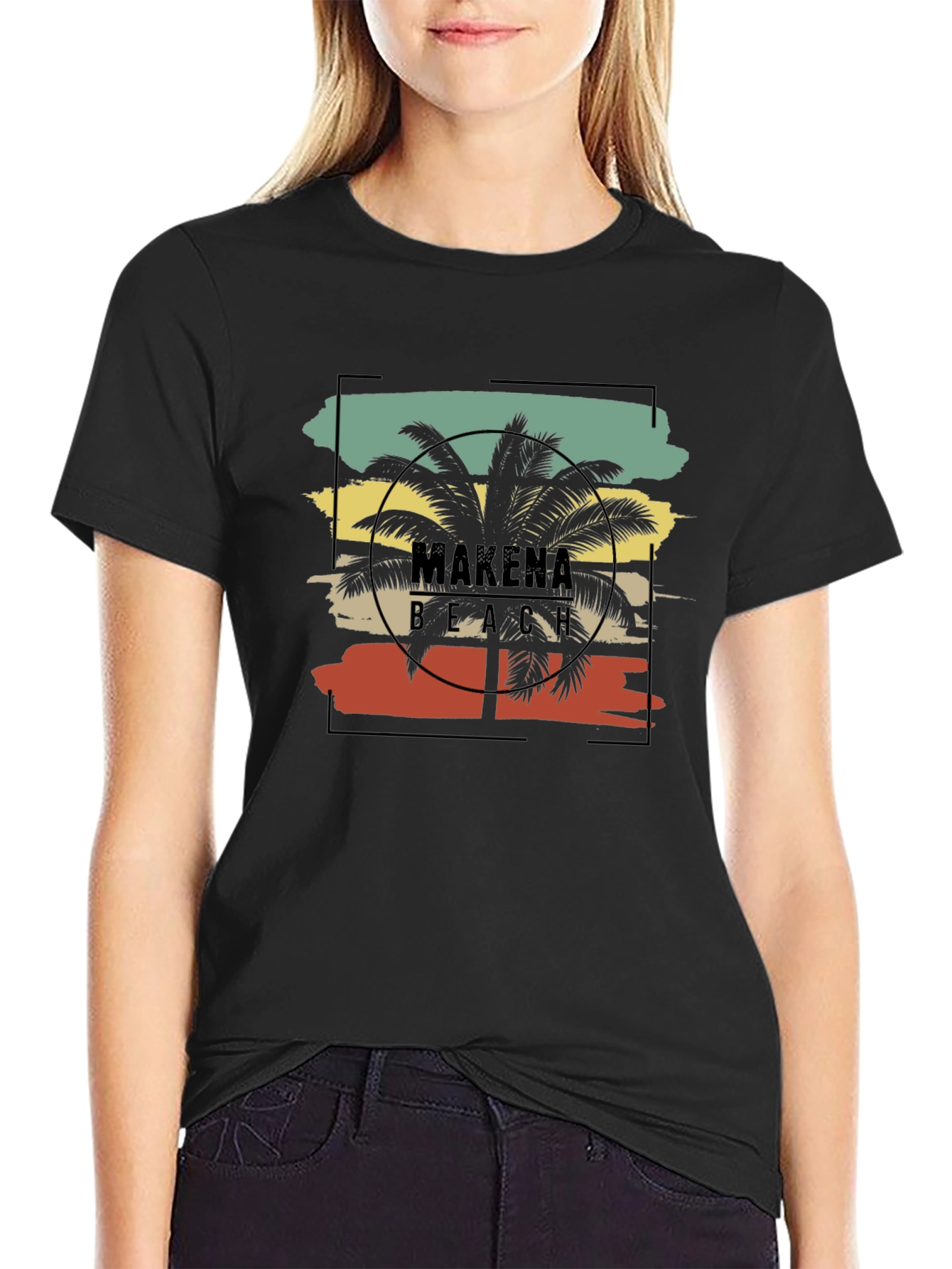 Makena Beach T-Shirt - Tropical Palm Tree Design