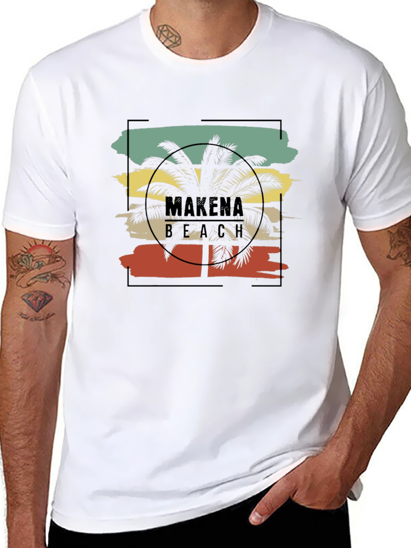 Makena Beach T-Shirt - Tropical Palm Tree Design