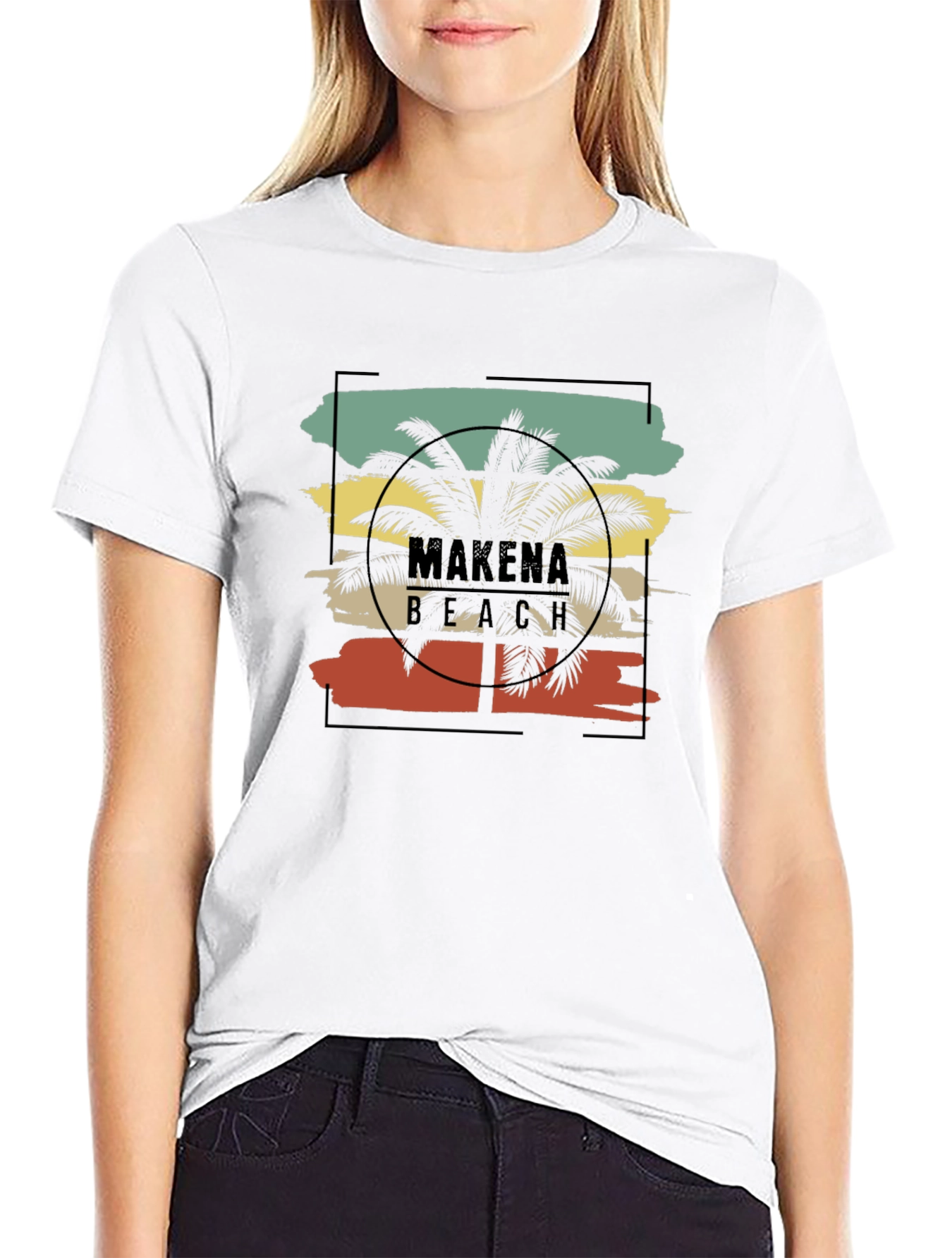 Makena Beach T-Shirt - Tropical Palm Tree Design