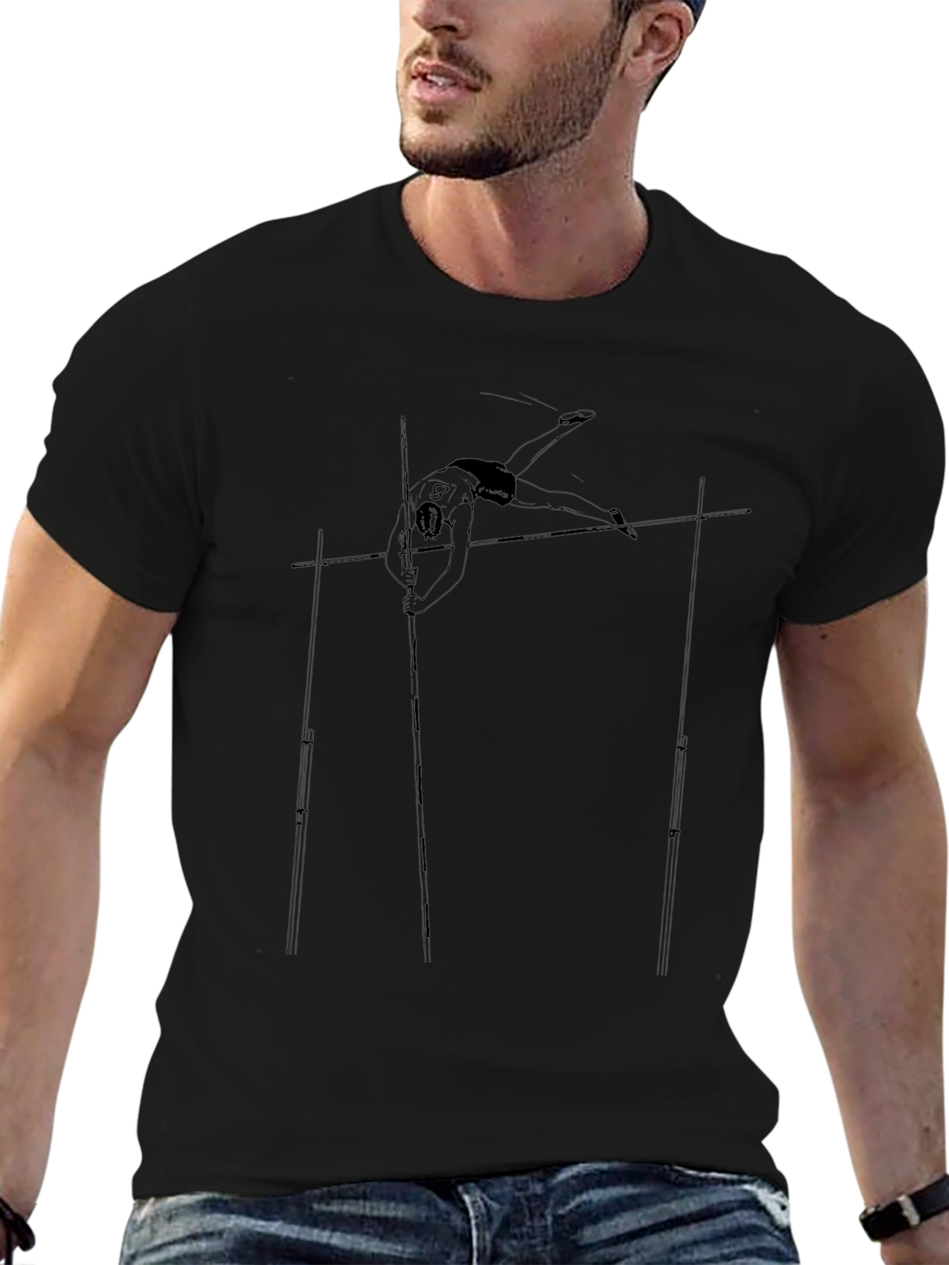 Pole Vault Graphic Tee - Black Cotton T-Shirt