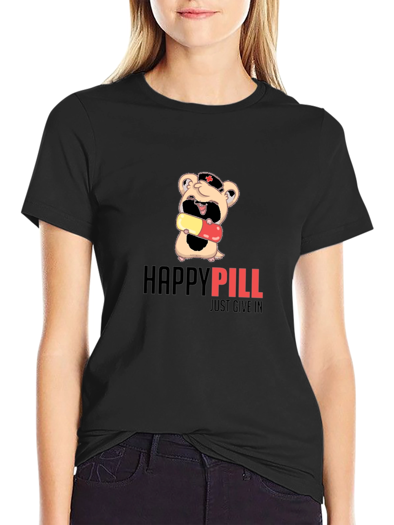 Happy Pill Graphic T-Shirt - Just Give In!