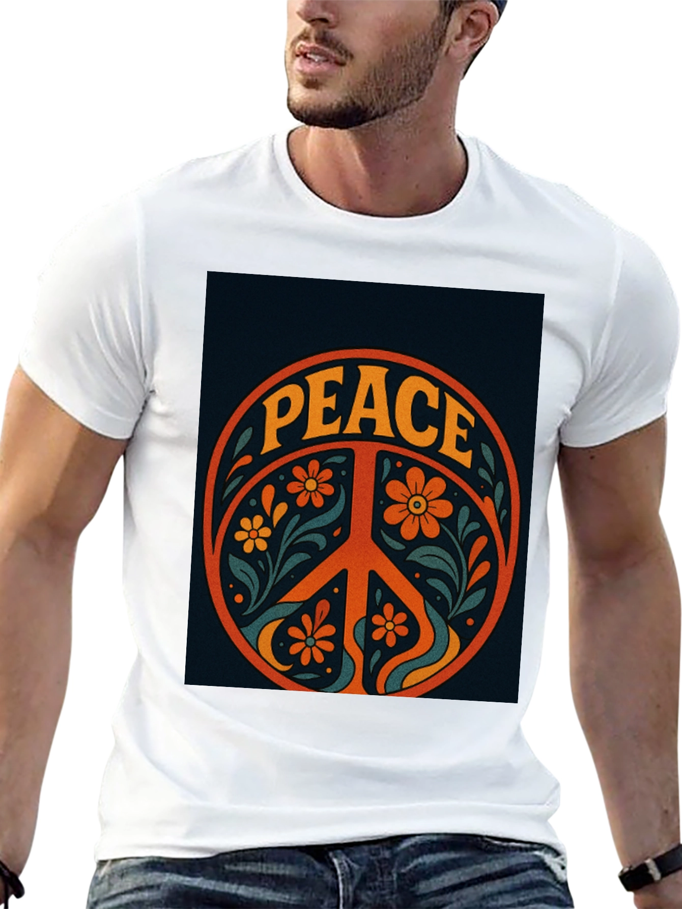 Peace Sign Graphic Tee - Retro Style