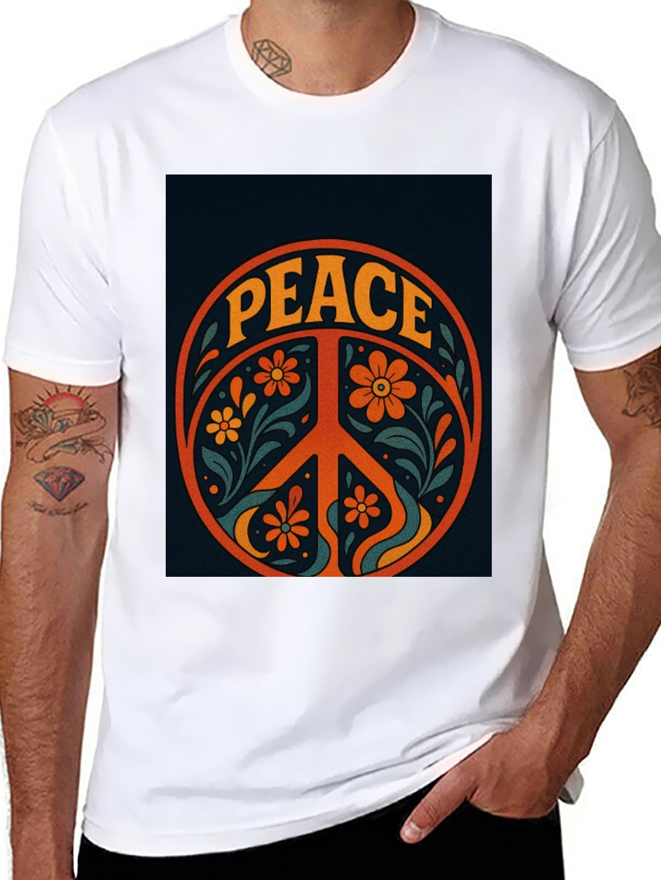 Peace Sign Graphic Tee - Retro Style