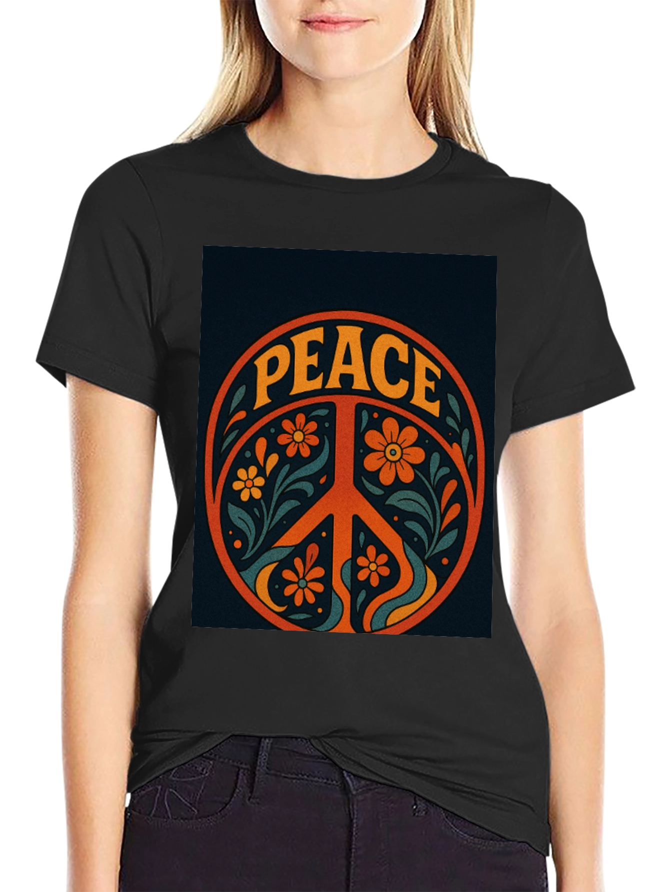 Peace Sign Graphic Tee - Retro Style