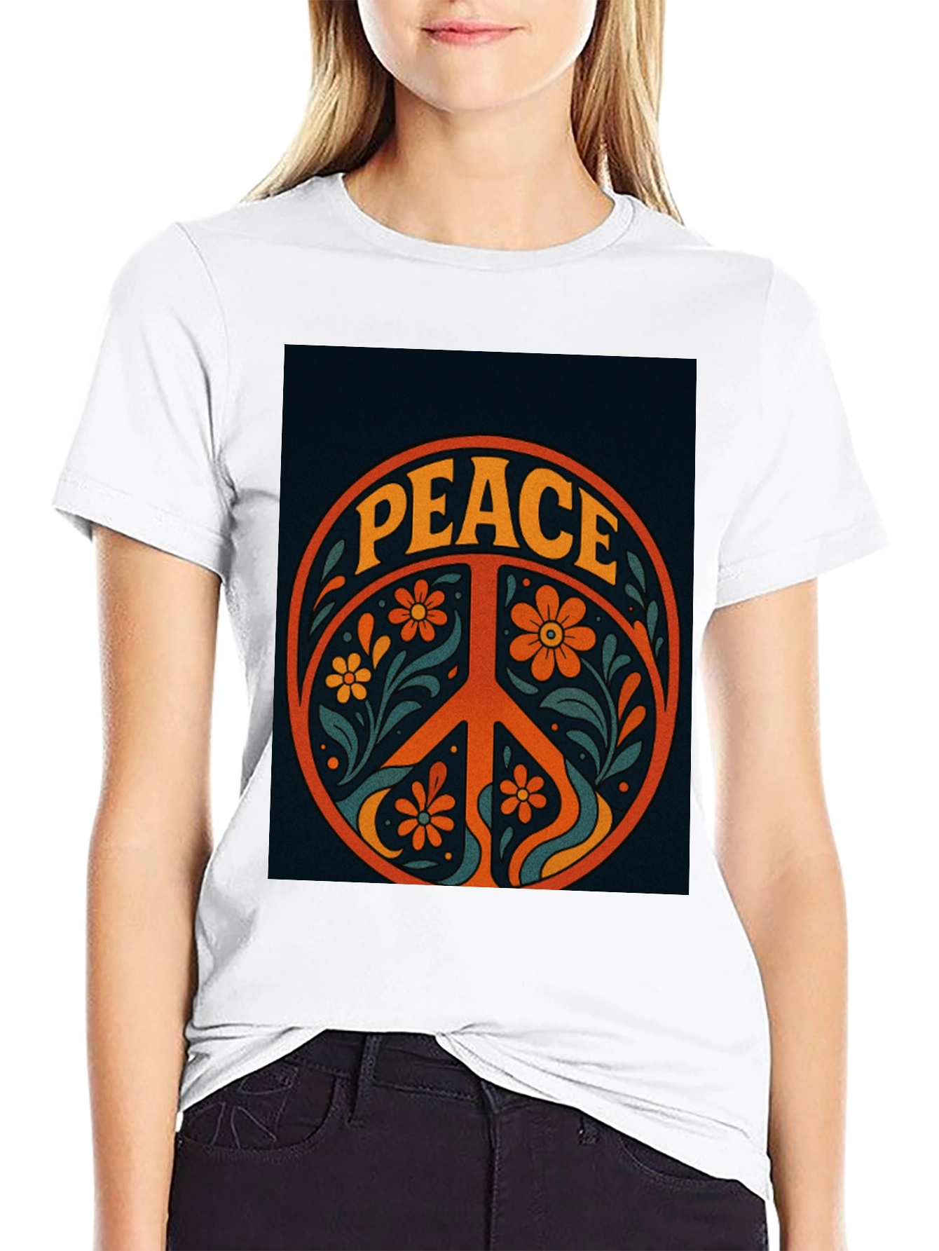 Peace Sign Graphic Tee - Retro Style