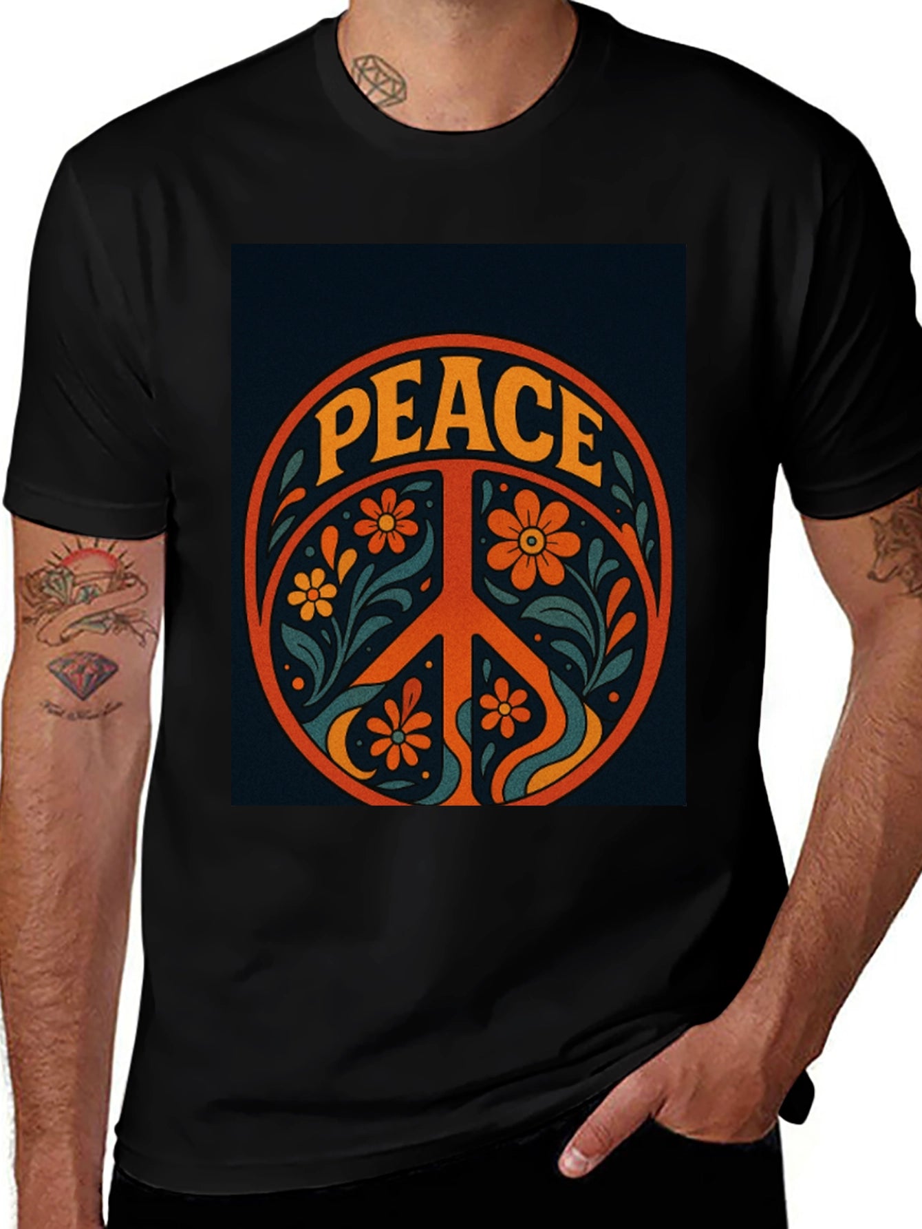 Peace Sign Graphic Tee - Retro Style