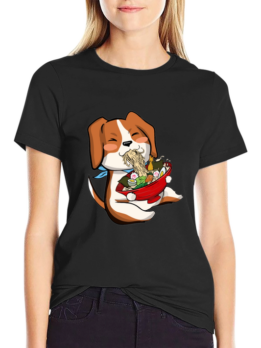 Dog Ramen Lover T-Shirt - Cute Anime Style