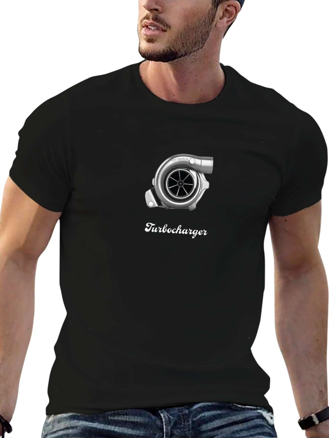 Turbocharger Graphic Tee - Black Cotton T-Shirt