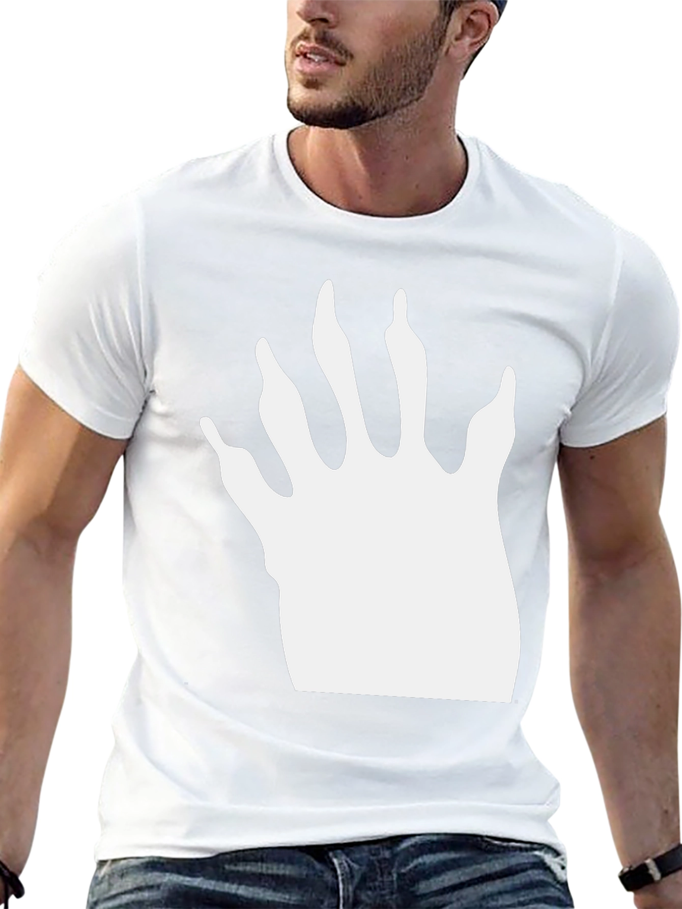 Raccoon Paw Print T-Shirt - Black Cotton Blend Tee
