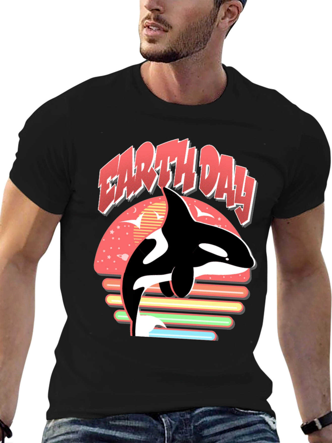 Earth Day Orca T-Shirt - Black Graphic Tee