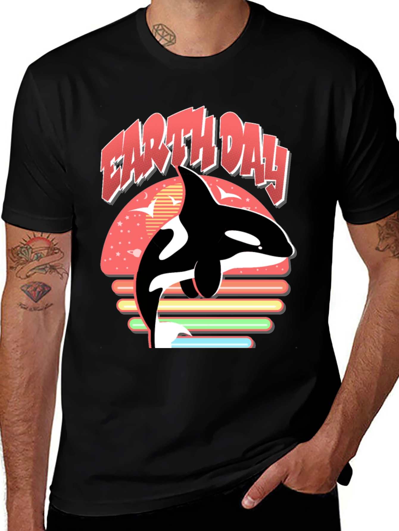 Earth Day Orca T-Shirt - Black Graphic Tee