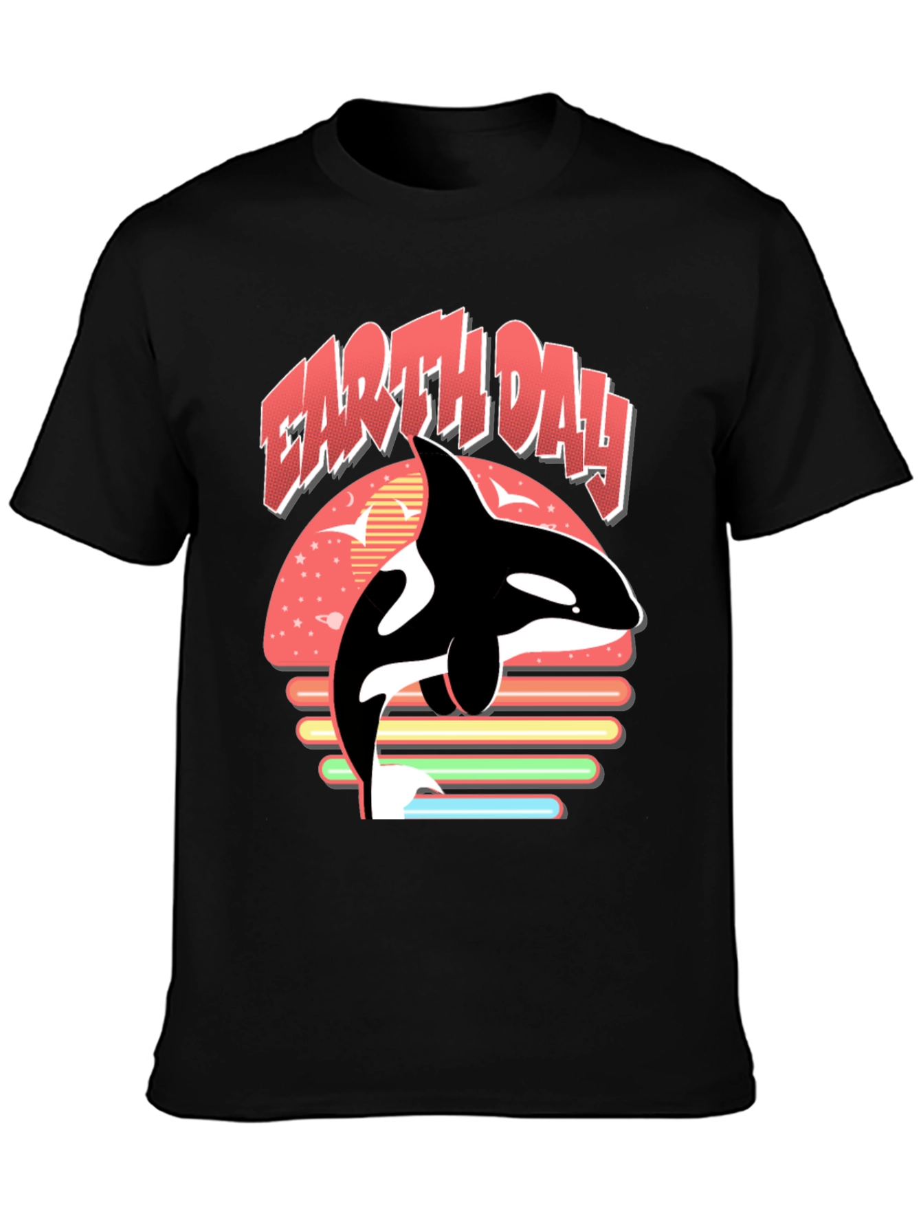 Earth Day Orca T-Shirt - Black Graphic Tee