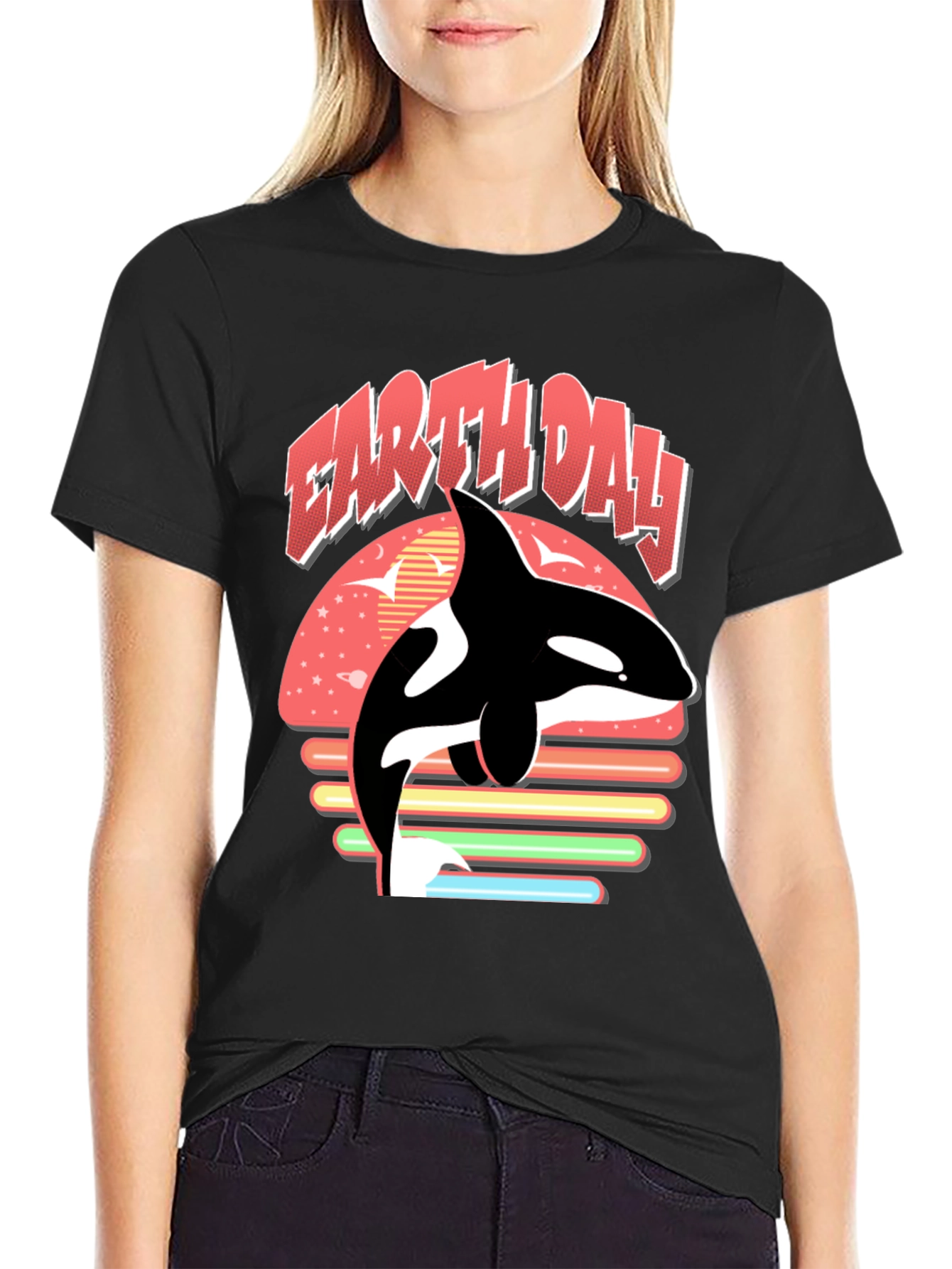 Earth Day Orca T-Shirt - Black Graphic Tee