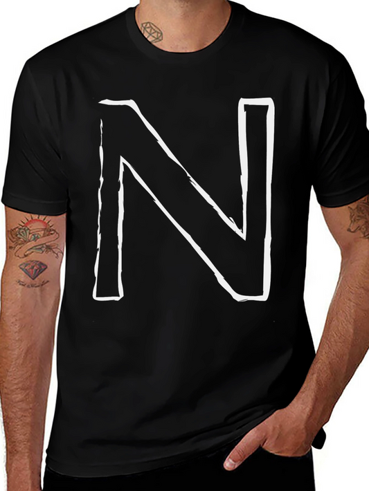 Bold N Graphic Tee - Stylish Black T-Shirt