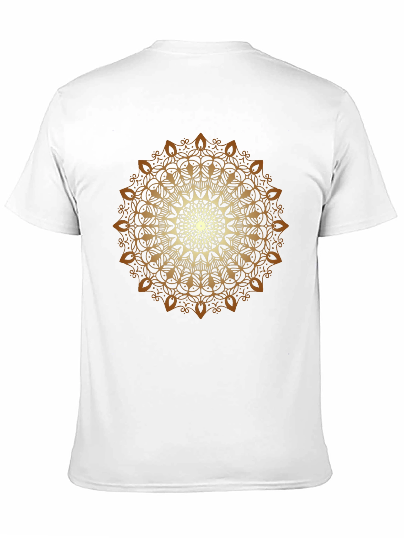 Golden Mandala Print Black T-Shirt
