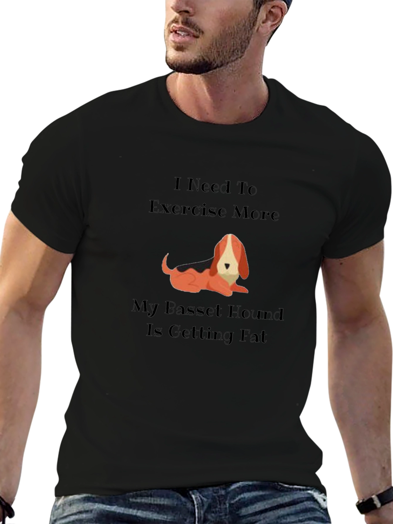 Funny Basset Hound Exercise Graphic T-Shirt