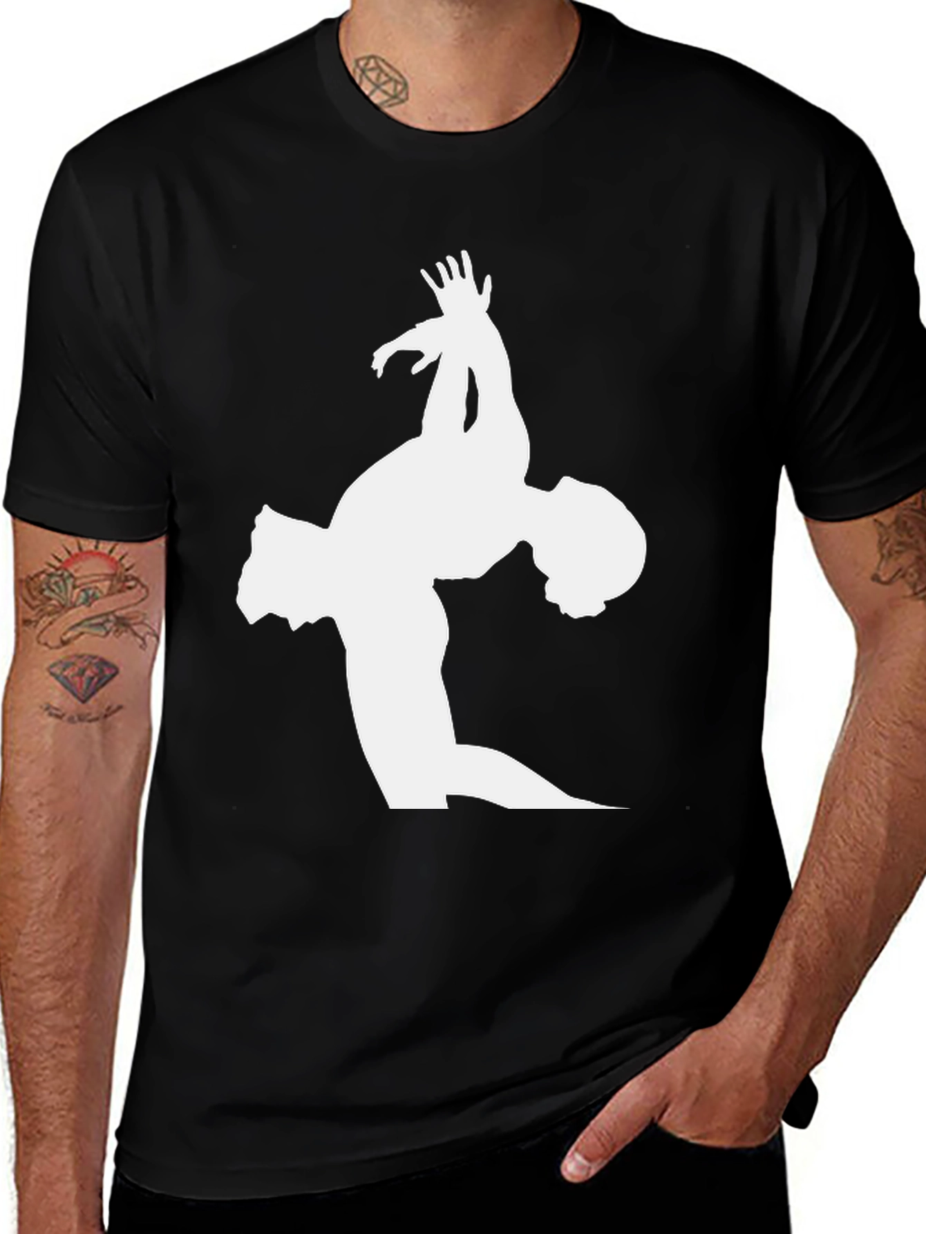 Gymnast Silhouette Graphic Tee - Black Cotton T-Shirt